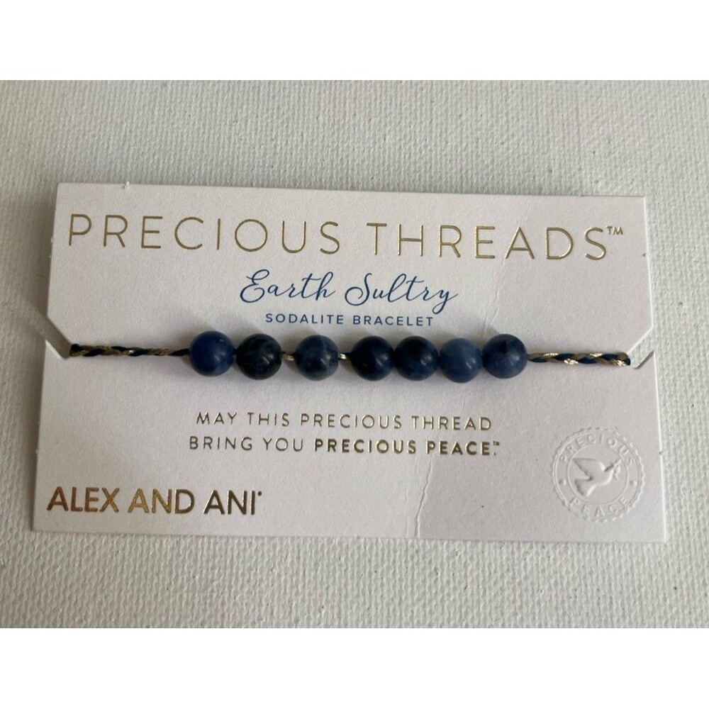 Alex and Ani Precious Threads Earth Sultry Sodalite Bracelet 14KT 925 Sterling